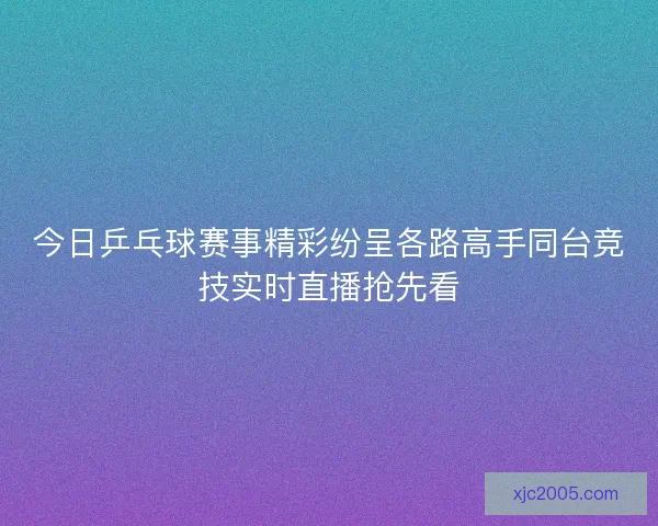 今日乒乓球赛事精彩纷呈各路高手同台竞技实时直播抢先看
