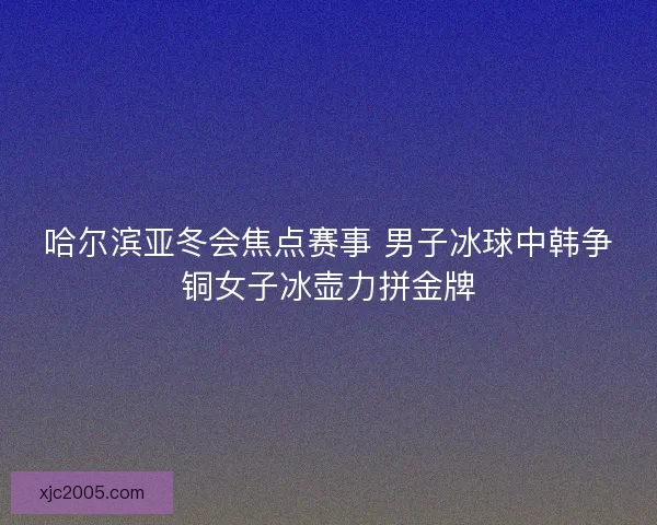 哈尔滨亚冬会焦点赛事 男子冰球中韩争铜女子冰壶力拼金牌