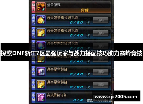 探索DNF浙江7区最强玩家与战力搭配技巧助力巅峰竞技